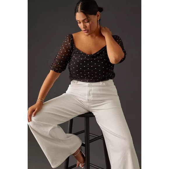 Anthropologie Shirred Mesh Top NWT Size XL - Picture 5 of 16